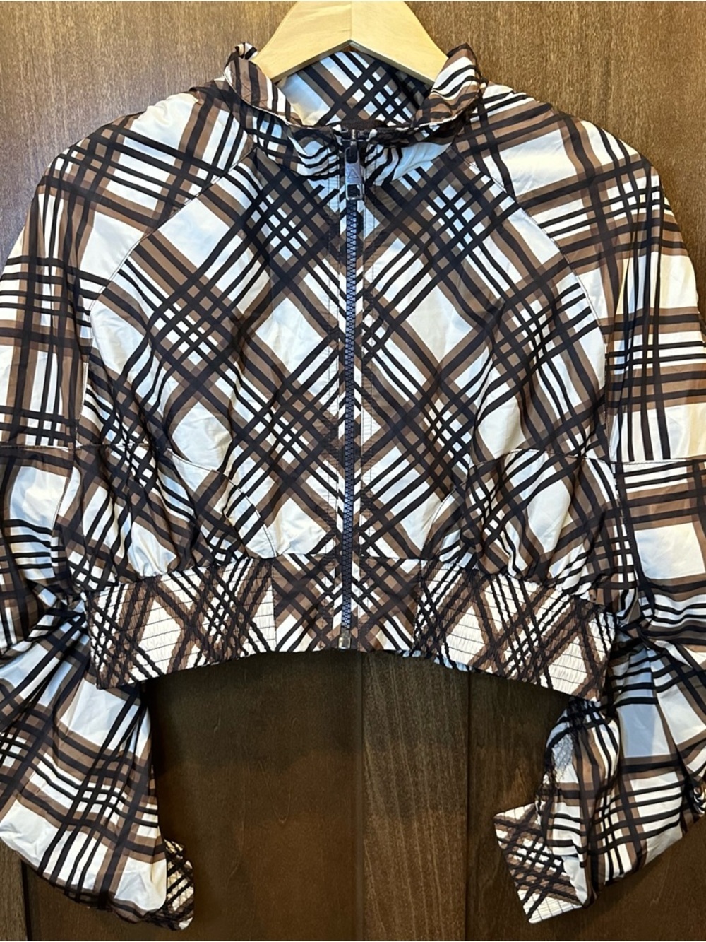 Balance Athletica Vitality Ethos Cropped Plaid Windbreaker Jacket